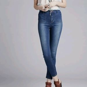 FREE PEOPLE Beverly Denim Alabama Blue Jeans Pocket Skinny Size 25 EUC